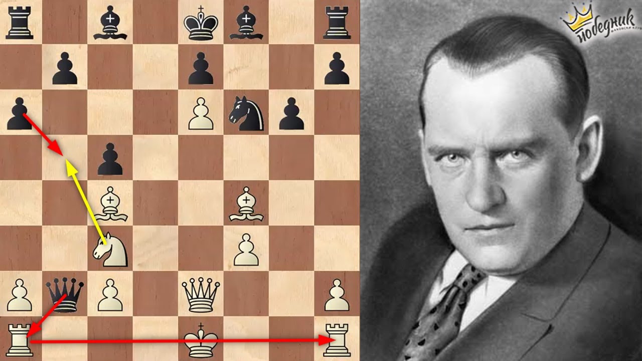 Mladi Aljehin žrtvuje oba topa u 14. potezu i dobija u 19!