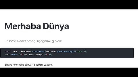 React ilk kurulum ve "Merhaba dünya"