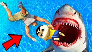 SHINCHAN AND FRANKLIN TRIED THE IMPOSSIBLE MEGALODON SHARK PARKOUR CHALLENGE GTA 5