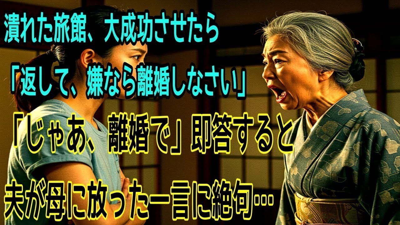 潰れた旅館、大成功させたら「返して、嫌なら離婚しなさい」「じゃあ、離婚で」即答すると夫が母に放った一言に絶句…