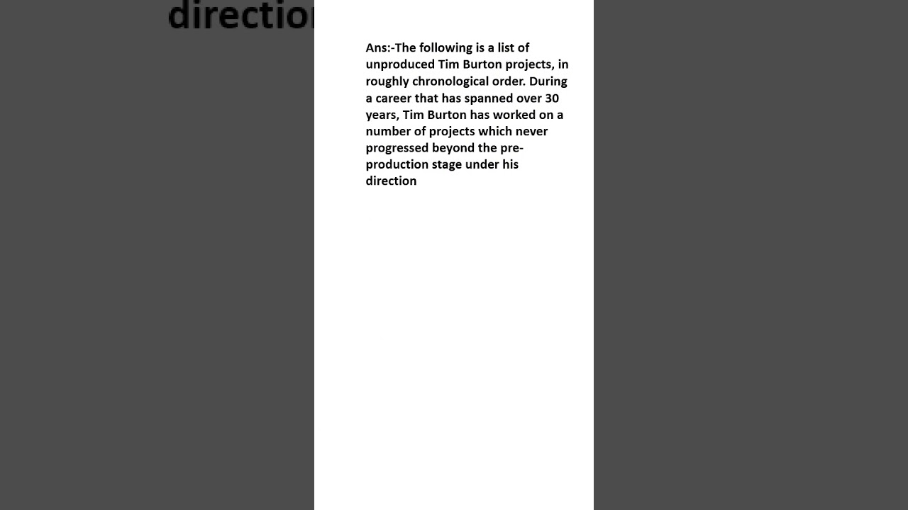 What is Tim Burton's unrealized projects?