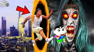 GTA 5 : SHINCHAN AND AVENGERS Travel To Horror Ghost World Through Portal in GTA 5 ! | Techerz