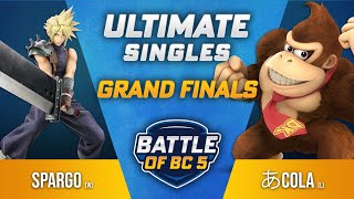 Sparg0 (Cloud) vs あcola (Donkey Kong, Pyra\/Mythra) - Ultimate Singles Grand Final - Battle of BC 5