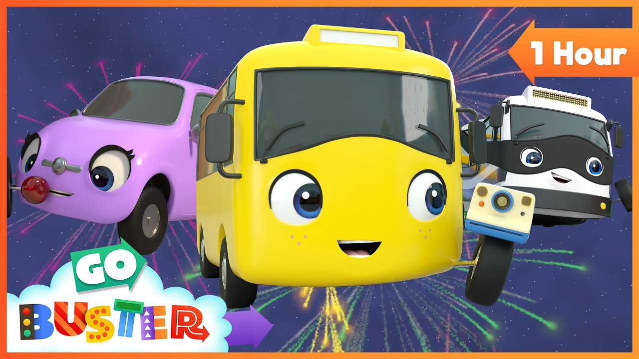 Go Buster Family Fireworks Fun 🎆🚌 | Holiday Cartoons for Kids  | 1 Hour