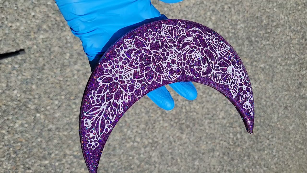 Holographic glitter resin crescent moon DIY & a faster way to fill