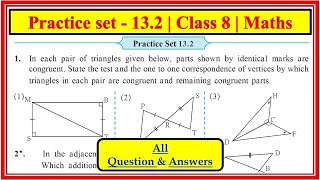 Famous Practice Set 13.2 class 8th maths chapter 13 congruence of triangles Maharashtra state board Wealth