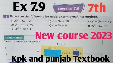 Exercise 7.9 unit 7 Algebraic Expressions class 7th Math| 7th Ex 7.9  New course 2023 kpk and PTB