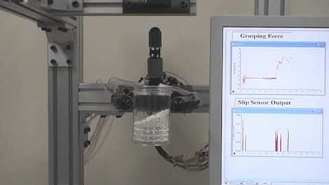 Slip sensor on robot hand