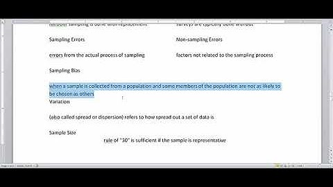 Statistics Vocabulary for Data, Sampling and Variation