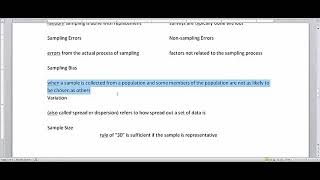 Statistics Vocabulary for Data, Sampling and Variation