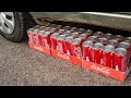 Aplastando Cosas Crujientes y Suaves!!! 50 latas de coca cola VS Rueda de Coche Experiment