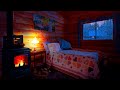 Snowfall & fireplace sounds in a cozy winter hut | Ambience for sleep, relax