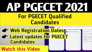 AP PGECET 2021 Web Registration Dates Released | AP PGECET Qualified Candidates Web Registration
