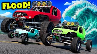 Massive vs Tiny Cars in a FLOOD Escape… Who Survives? (BeamNG Drive)