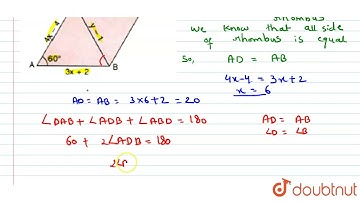 The given figure shows a rhombus ABCD. Find x and y  | 9 | RECTILINEAR FIGURES | MATHS | ICSE | ...