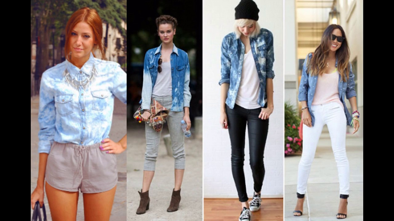 Outfits con blusa denim / Cómo combinar tu camisa de - YouTube