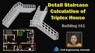 Detail Staircase Calculation of Triplex House || 1345 SQFT || Building #11 screenshot 2