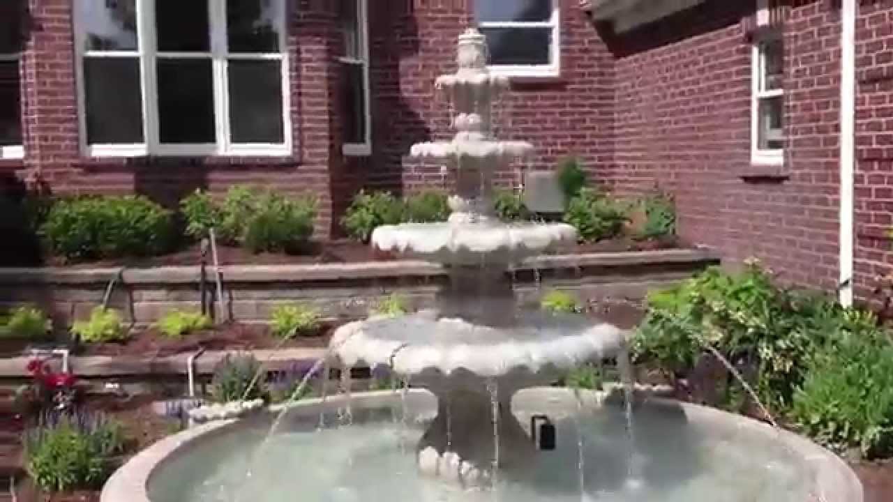 4-Tier Acanthus Fountain Wild Rose Granite - Carved Stone Creations