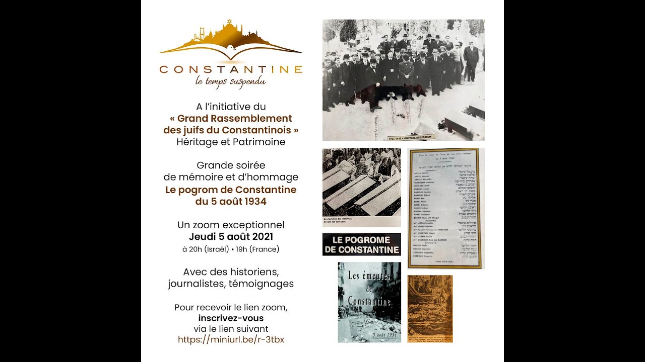 Soirée Mémoire et hommage : Pogrom de Constantine du 5 août 1934