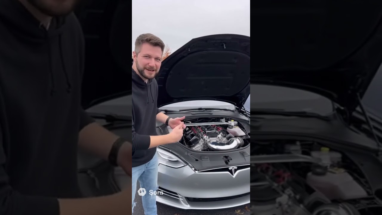 Tesla Model S with wild LS3 v8 motor swap making 480 hp :) 