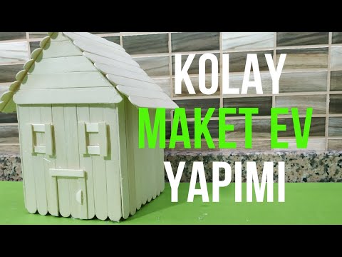 MAKET EV YAPIMI/ KOLAY AHŞAP EV YAPIMI/ DOKTOR ÇUBUĞU/ TAHTA ÇUBUK/ DONDURMA ÇUBUĞUNDAN MAKET EV