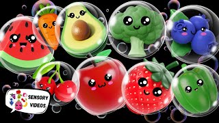 Funky Fruits Dance: FUN WITH BUBBLES! 🥳∘˙○˚.• 🍓🍉🍎🌈 - Sensory Videos for Babies - Baby Sensory