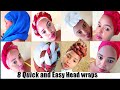 8 Quick and Easy Headwrap | Turban style for short hair