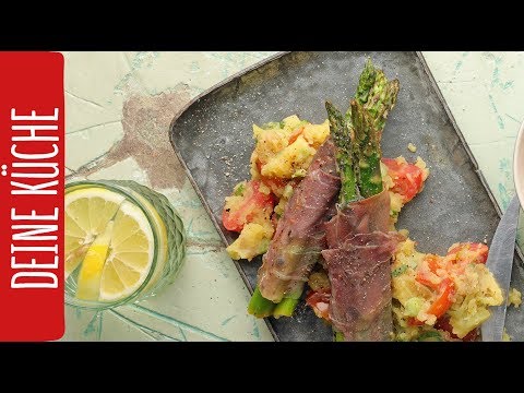 Spargel-Saltimbocca mit Kartoffelstampf