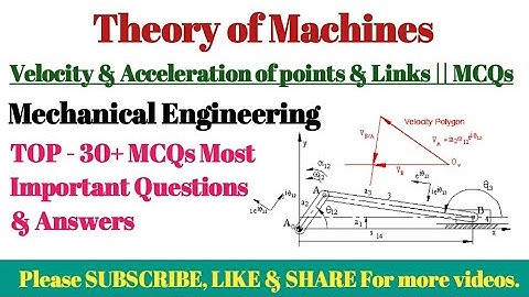 MCQs || Velocity & Acceleration of Points & Links || Mechanical Engineering || Theory of Machines