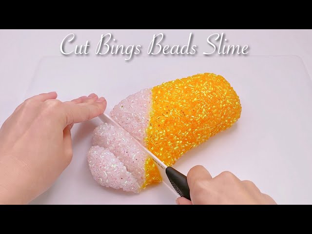 【ASMR】🍺ビングスビーズスライムを切る🍺【音フェチ】Cut Bings Beads Slime