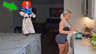 HAUNTED CLOWN PRANK ON WIFE (cute reaction) Wealth