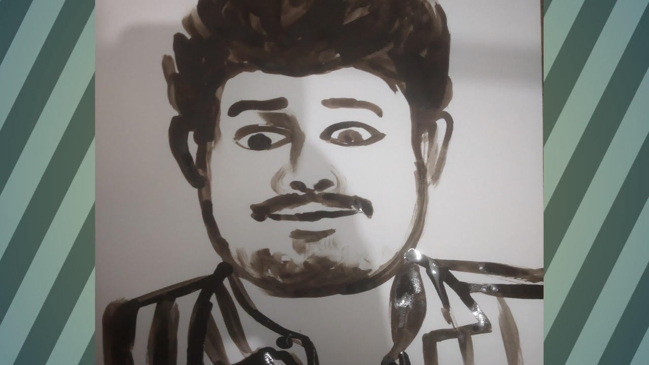 socked portrait and finger drawing