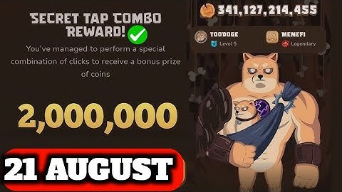 21 August memefi secret code today | today MEMEFI secret code |MEMEFI free coins code Daliy| #memefi