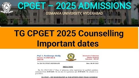 TG CPGET 2025 counselling dates ||CPGET counselling registration || TG CPGET web options 