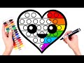 Colorea un CORAZÓN arcoíris kawaii POP IT🌈💜 Dibujos para niños