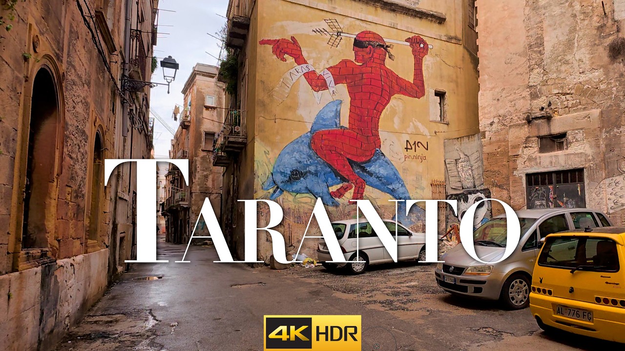 Taranto Walk tour Citta Vecchia Taranto,  Puglia, Southern Italy. 🇮🇹🚕. 4K  November 2024