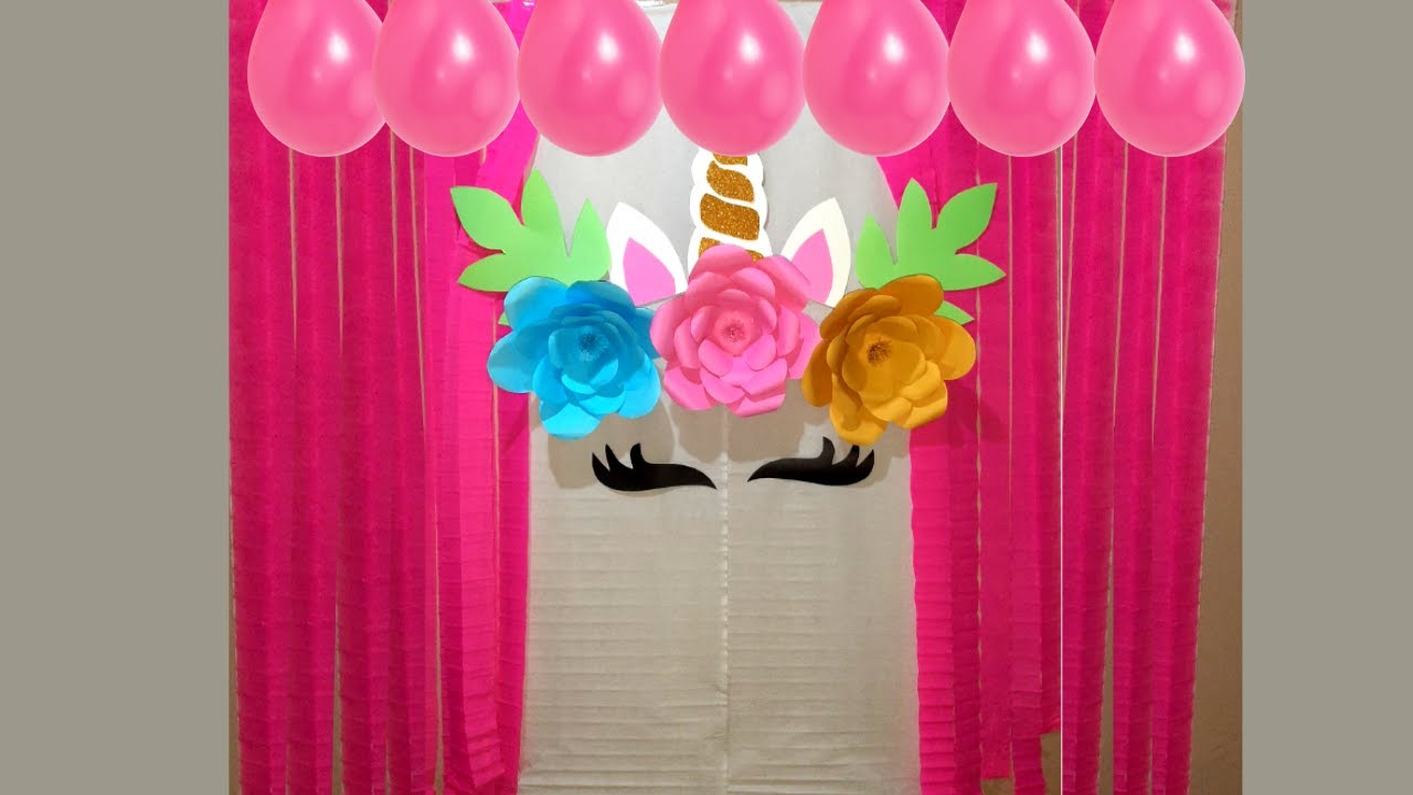 DECORAÇÃO DE  FESTA UNICÓRNIO FÁCIL | DECORAÇÃO DE FESTA COM PAPEL CREPOM | FAÇA VOCÊ MESMO | DIY