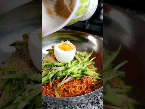 Korean spicy mixed noodles (Bibim-guksu: 비빔국수)#recipe #cooking #noodles