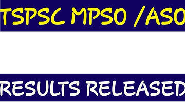 TSPSC MPSO/ASO results released | MPSO ASO results released