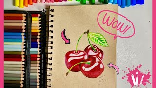 Vẽ trái cherry giống thiệt | Vẽ cherry | Draw realistic cherry