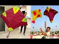 Biggest Gudda Kite Flying With Catch Small Pari Kite | Kite Make Abubaker