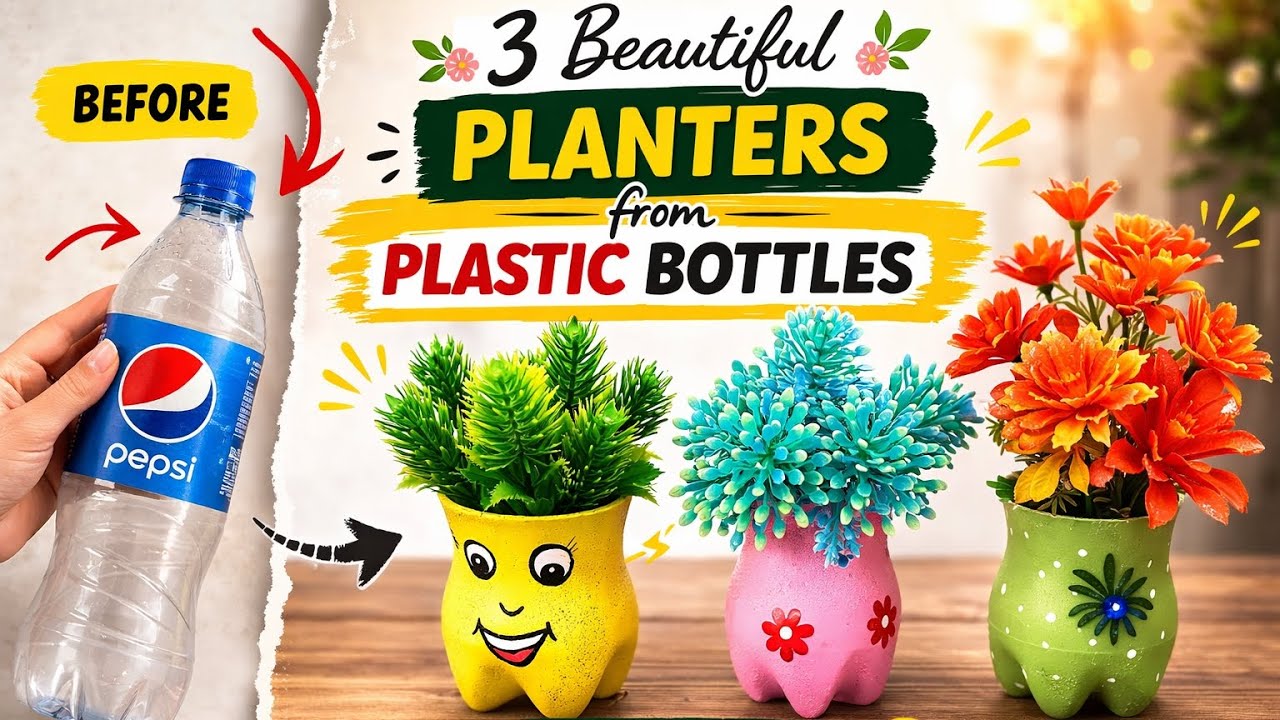 3 Beautiful Planters from Plastic Bottles | Best Out of Waste DIY Garden Craft
