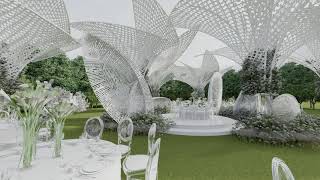 3D Outdoor White Wedding Decoration | 710 Design Studio