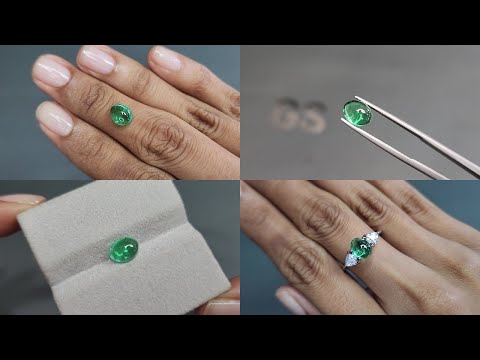 Emerald cabochon cut 1.80 carats, Russia Video  № 1