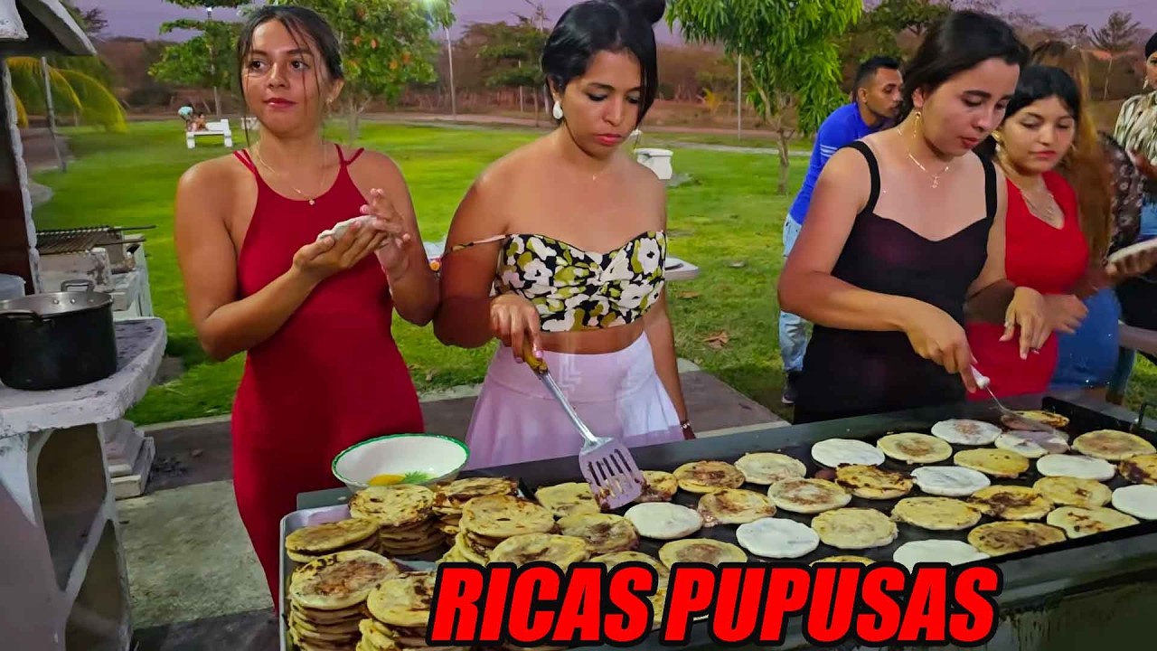Las pupusas ricas ya están en la plancha.