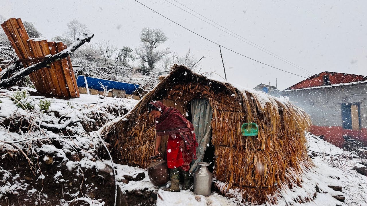 Real Nepali Mountain Village Life During The Snowfall | Most Peaceful And Relaxing Village Life ||
