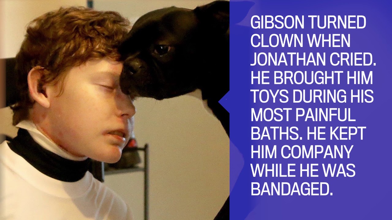 A boy and his dog: Jonathan Pitre and Gibson
