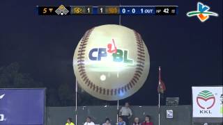 20130929 CPBL 象VS獅 5下 李育儒擊出深遠飛球 張志豪錯失接殺機會 站上二壘