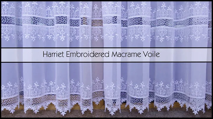 Harriet White Embroidered  Macrame Voile Curtain -...