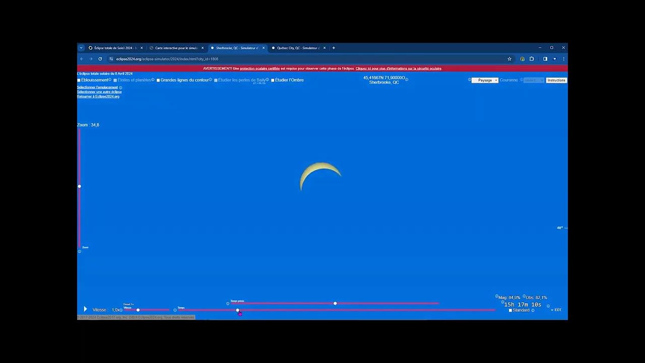 Tutoriel pour le simulateur d'éclipse de YouTube
